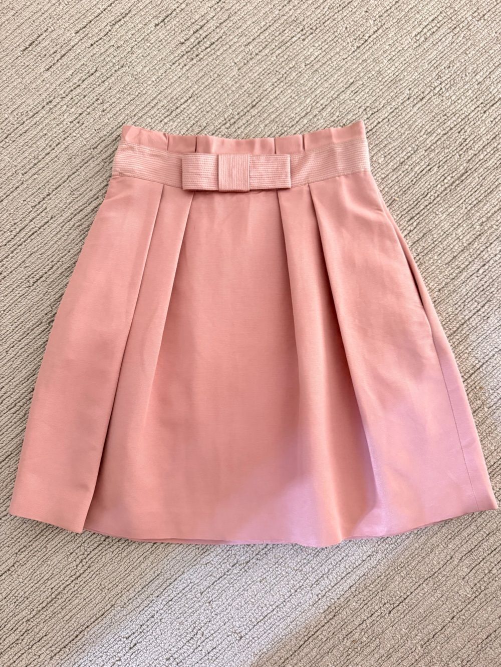 ZUHAIR MURAD Divine Blush Pink A-Line Pleated Bow Skirt Sz 44 NWT $1,700 RARE!!